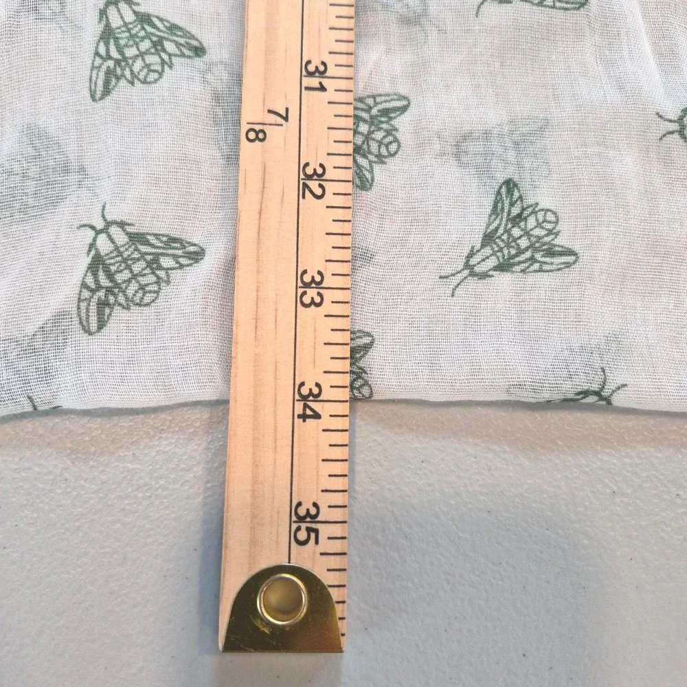 White Infinity Scarf Green Cicada Moth Insect Print Lightweight Gauze Loop Scarf